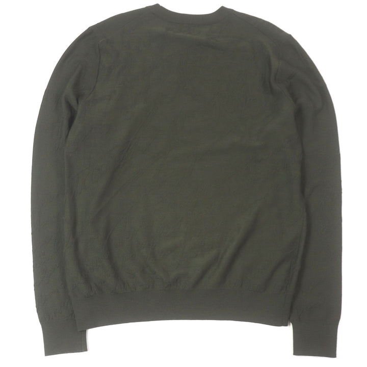 Excellent BERLUTI knit Calligraphy All-over Print Long Sleeve khaki wool mens M