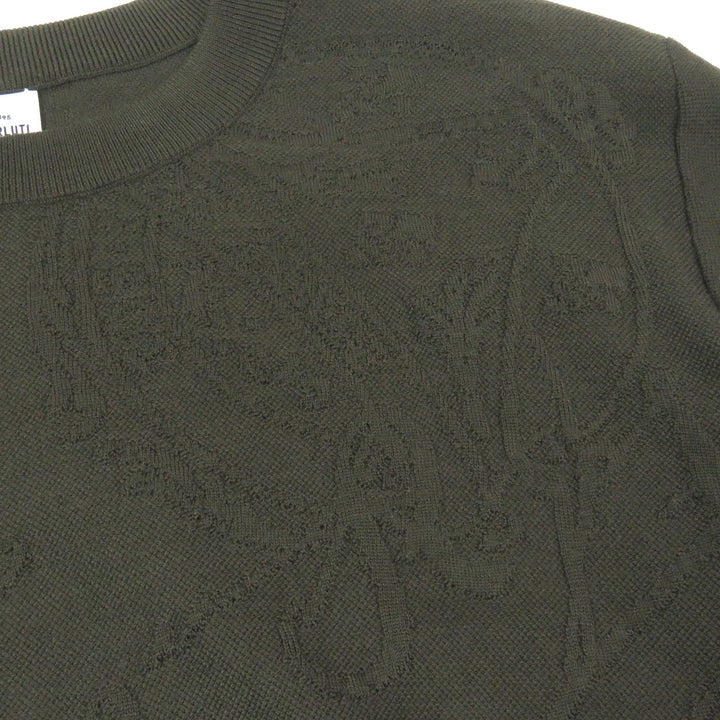 Excellent BERLUTI knit Calligraphy All-over Print Long Sleeve khaki wool mens M