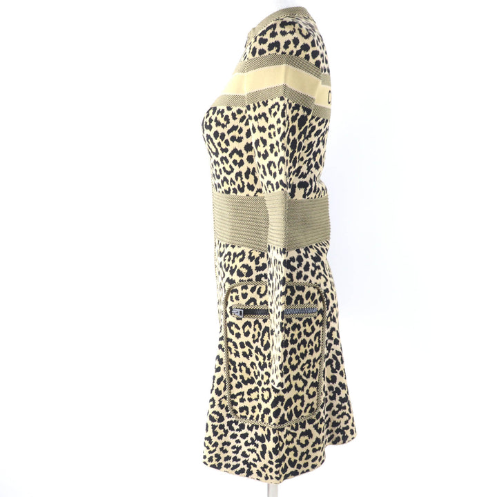 Excellent Christian Dior one piece Leopard Pattern Long Sleeve Women 40 144R03AM530