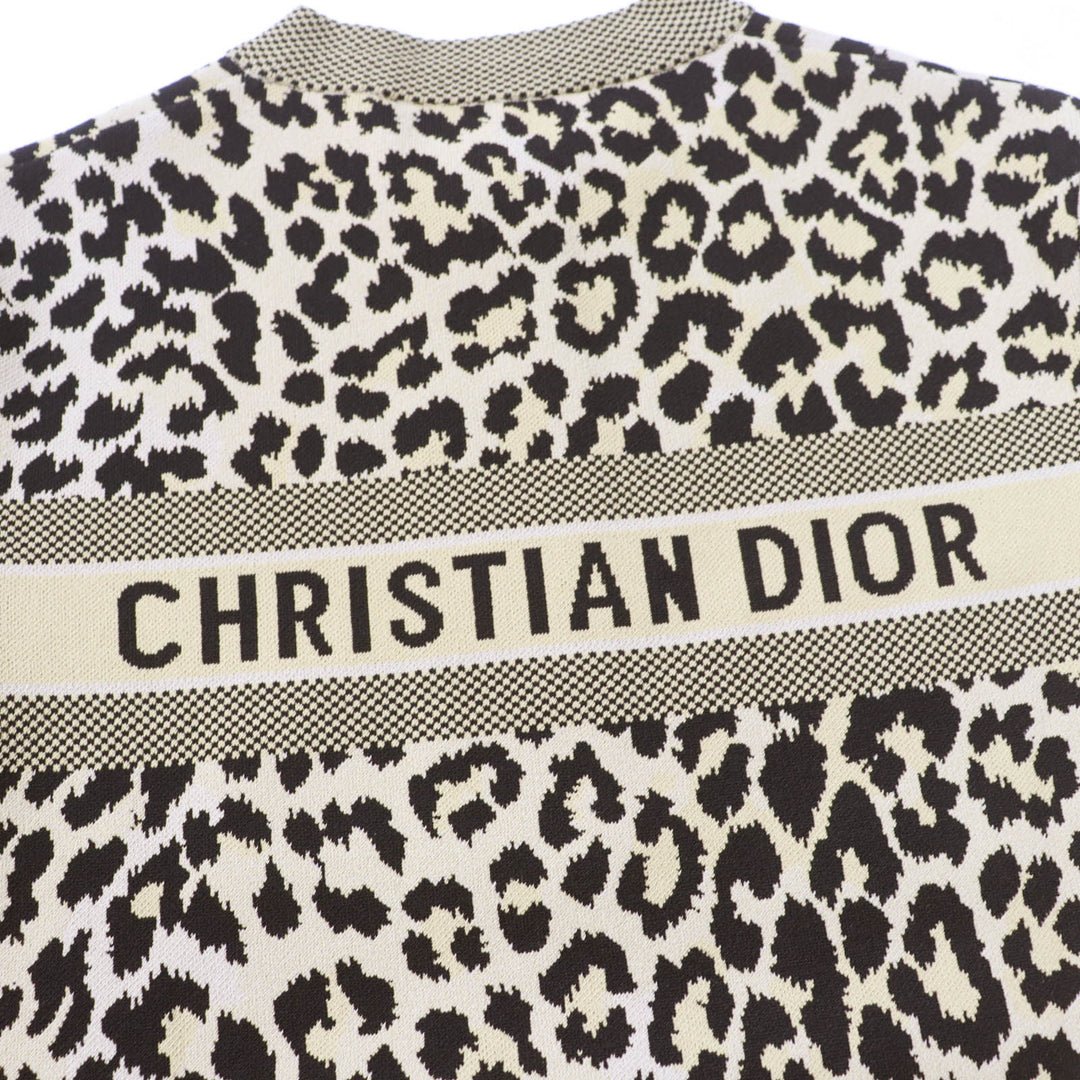 Excellent Christian Dior one piece Leopard Pattern Long Sleeve Women 40 144R03AM530