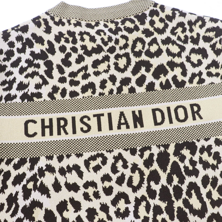 Excellent Christian Dior one piece Leopard Pattern Long Sleeve Women 40 144R03AM530