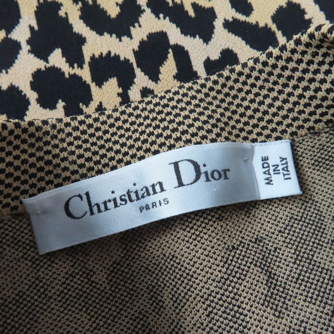 Excellent Christian Dior one piece Leopard Pattern Long Sleeve Women 40 144R03AM530