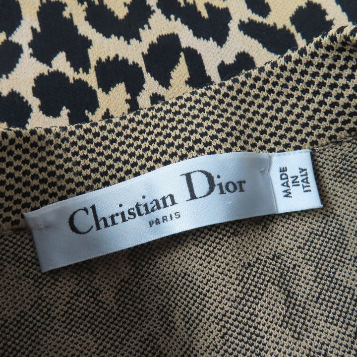 Excellent Christian Dior one piece Leopard Pattern Long Sleeve Women 40 144R03AM530