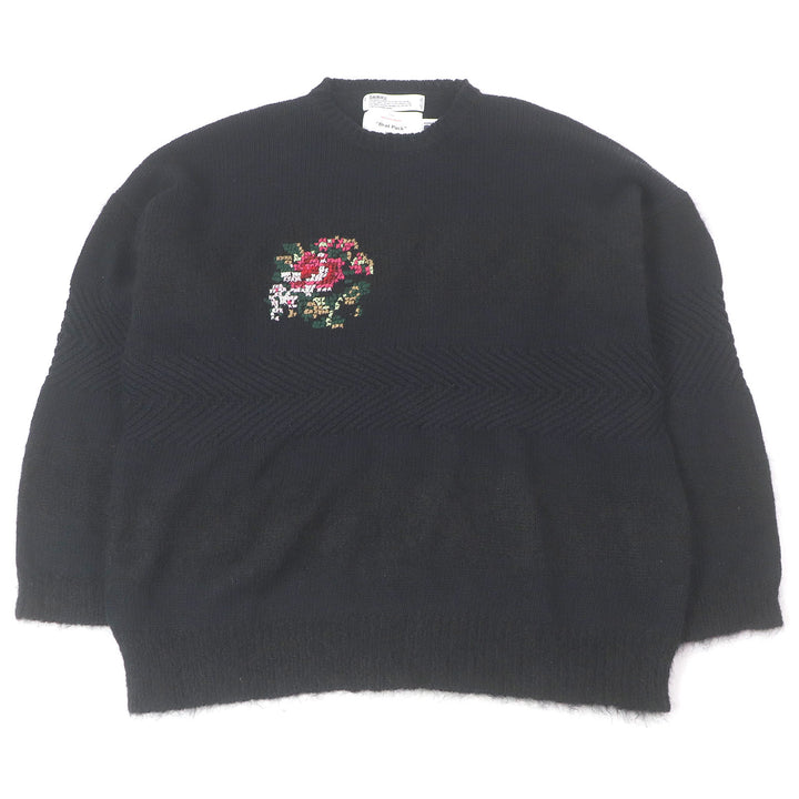 Great DAIRIKU sweater Flower Cross Embroidery Border Knit black mohair mens F