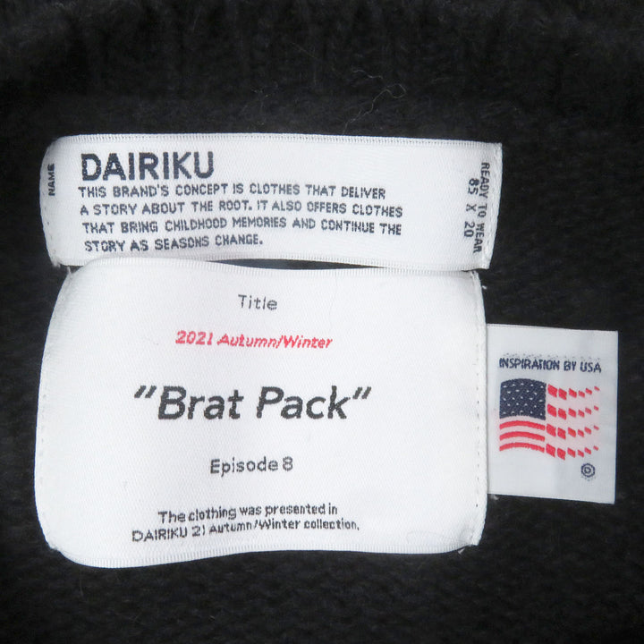 Great DAIRIKU sweater Flower Cross Embroidery Border Knit black mohair mens F