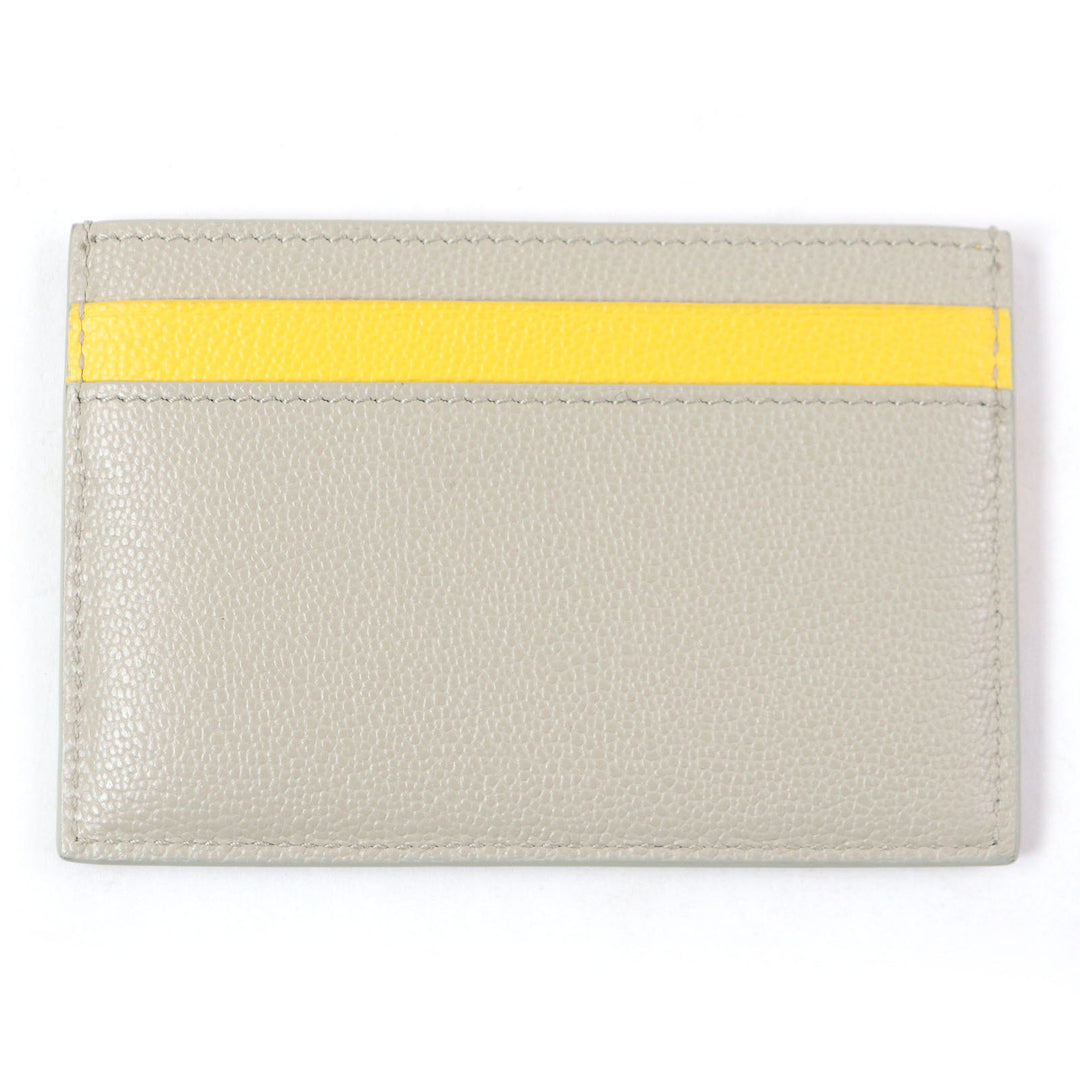 Pristine BVLGARI Card Case BVLGARI BVLGARI MAN LOGO METAL BUSINESS CARD CASE beige leather mens 294147