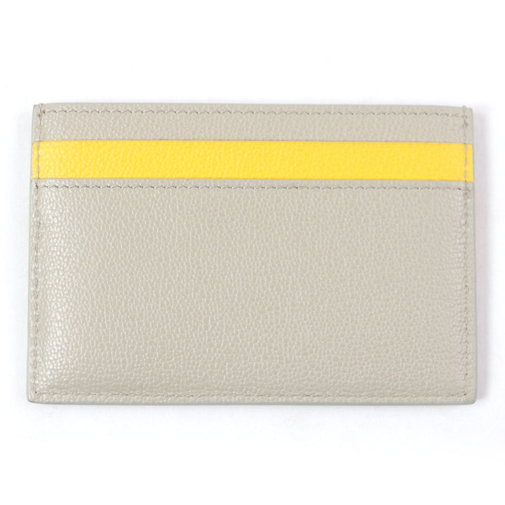 Pristine BVLGARI Card Case BVLGARI BVLGARI MAN LOGO METAL BUSINESS CARD CASE beige leather mens 294147