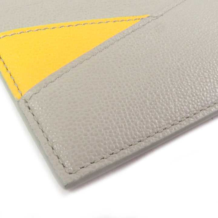 Pristine BVLGARI Card Case BVLGARI BVLGARI MAN LOGO METAL BUSINESS CARD CASE beige leather mens 294147