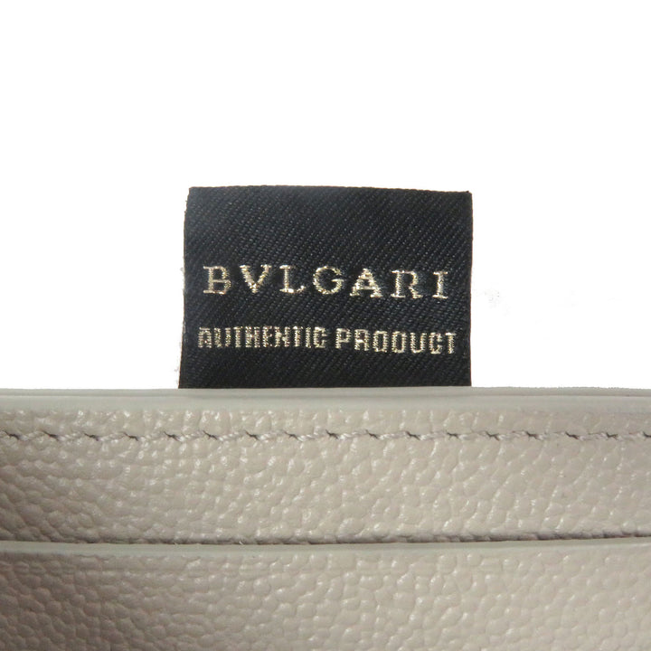 Pristine BVLGARI Card Case BVLGARI BVLGARI MAN LOGO METAL BUSINESS CARD CASE beige leather mens 294147