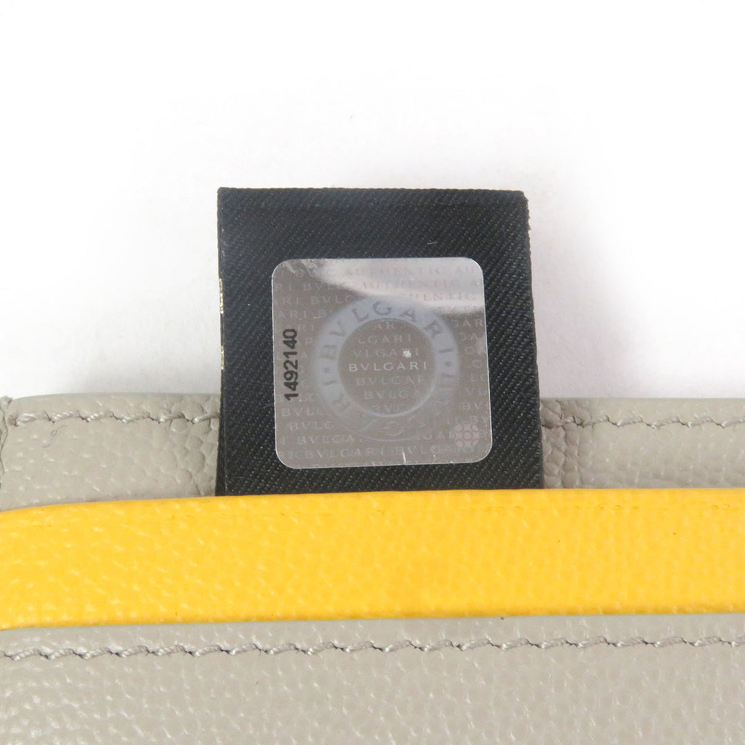 Pristine BVLGARI Card Case BVLGARI BVLGARI MAN LOGO METAL BUSINESS CARD CASE beige leather mens 294147