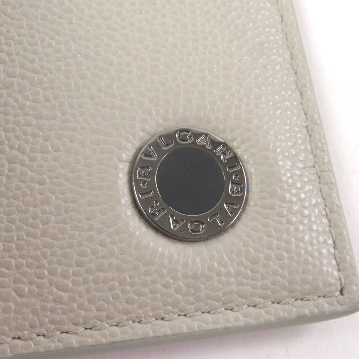 Pristine BVLGARI Card Case BVLGARI BVLGARI MAN LOGO METAL BUSINESS CARD CASE beige leather mens 294147