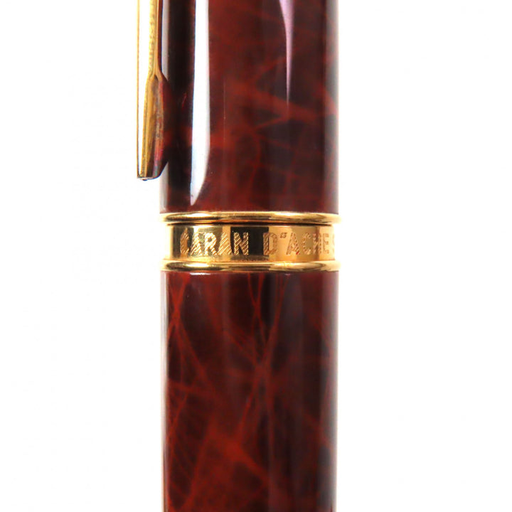 Very Good CARAN dACHE fountain pen Geneva Collection Lacquer Ecaille Marble Pattern Brown 18K mens