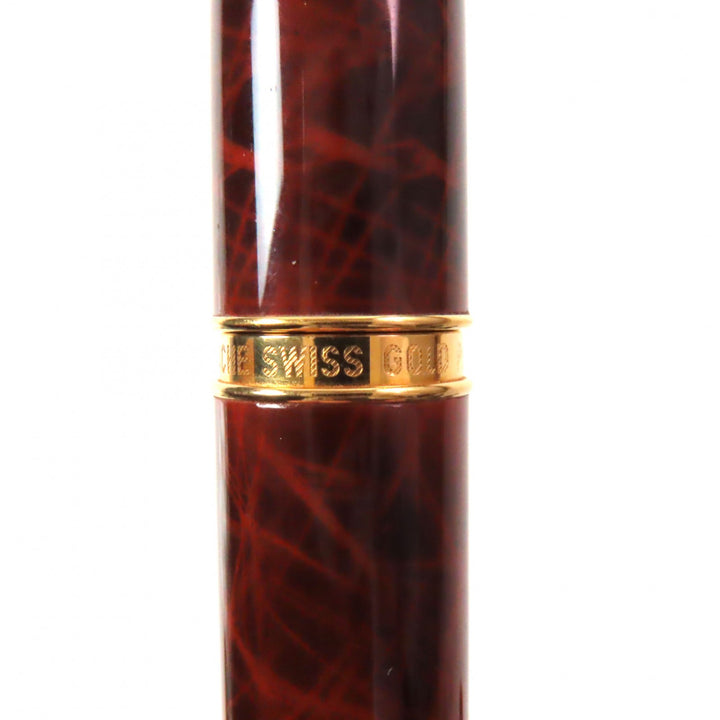 Very Good CARAN dACHE fountain pen Geneva Collection Lacquer Ecaille Marble Pattern Brown 18K mens