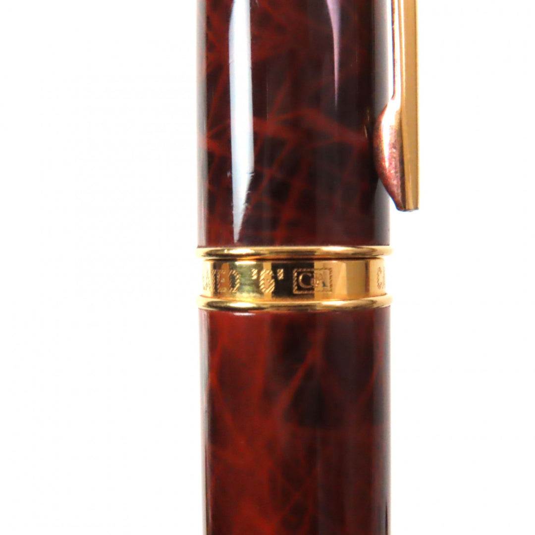 Very Good CARAN dACHE fountain pen Geneva Collection Lacquer Ecaille Marble Pattern Brown 18K mens