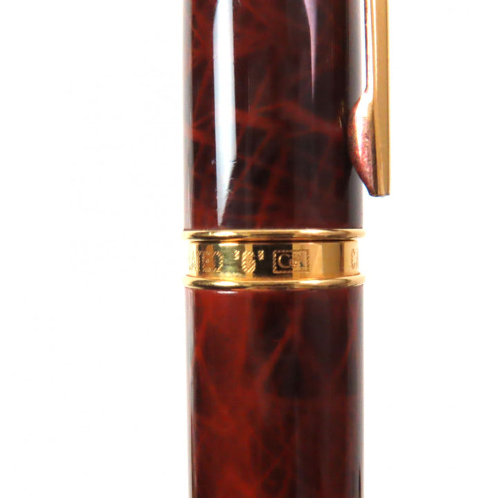 Very Good CARAN dACHE fountain pen Geneva Collection Lacquer Ecaille Marble Pattern Brown 18K mens