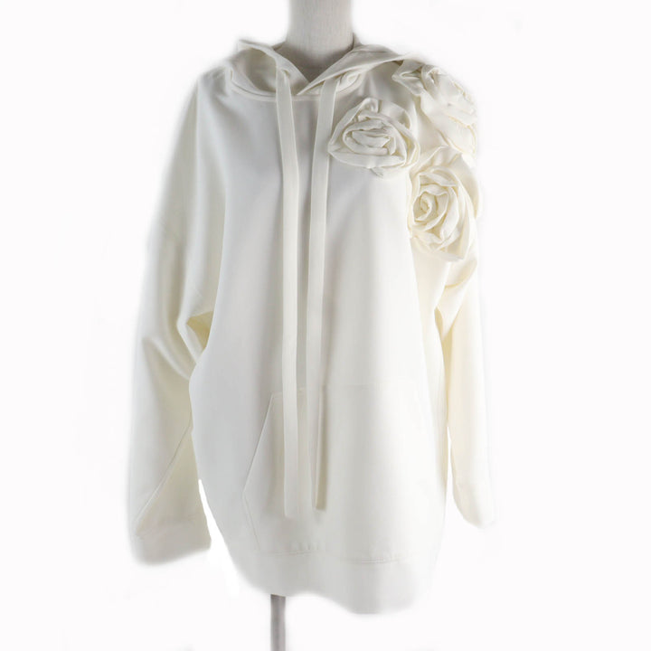 Excellent VALENTINO Tunic Flower motif hooded long sleeve dress Ivory Women 36 WB3AE63067E
