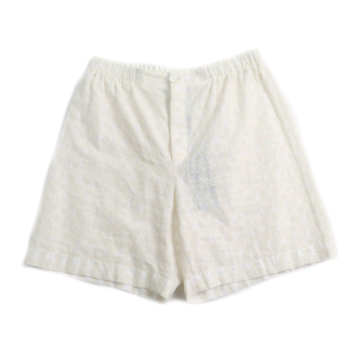 Pristine GUCCI Shorts GG pattern lace Ivory cotton Women 42 619507