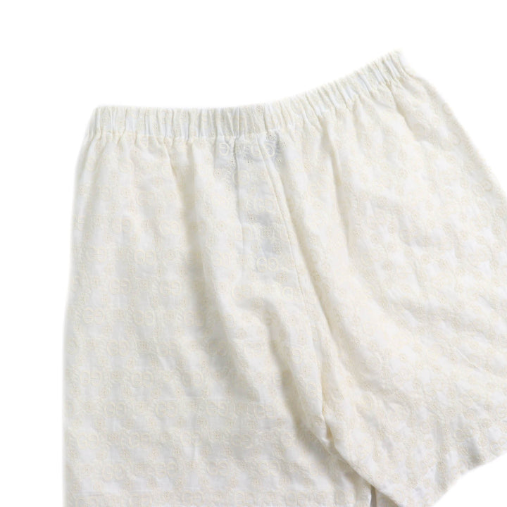 Pristine GUCCI Shorts GG pattern lace Ivory cotton Women 42 619507