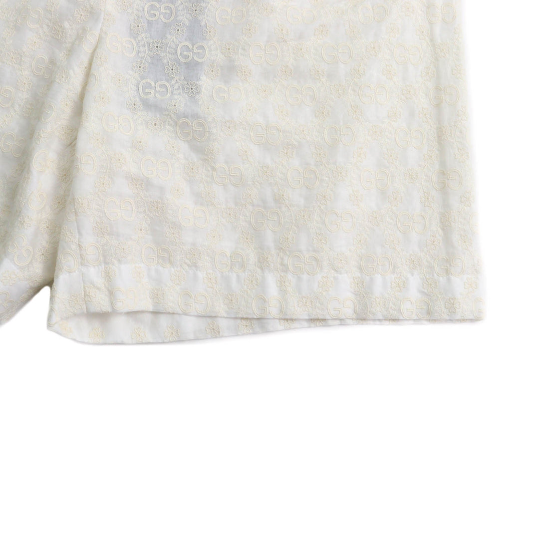 Pristine GUCCI Shorts GG pattern lace Ivory cotton Women 42 619507
