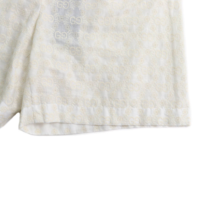 Pristine GUCCI Shorts GG pattern lace Ivory cotton Women 42 619507