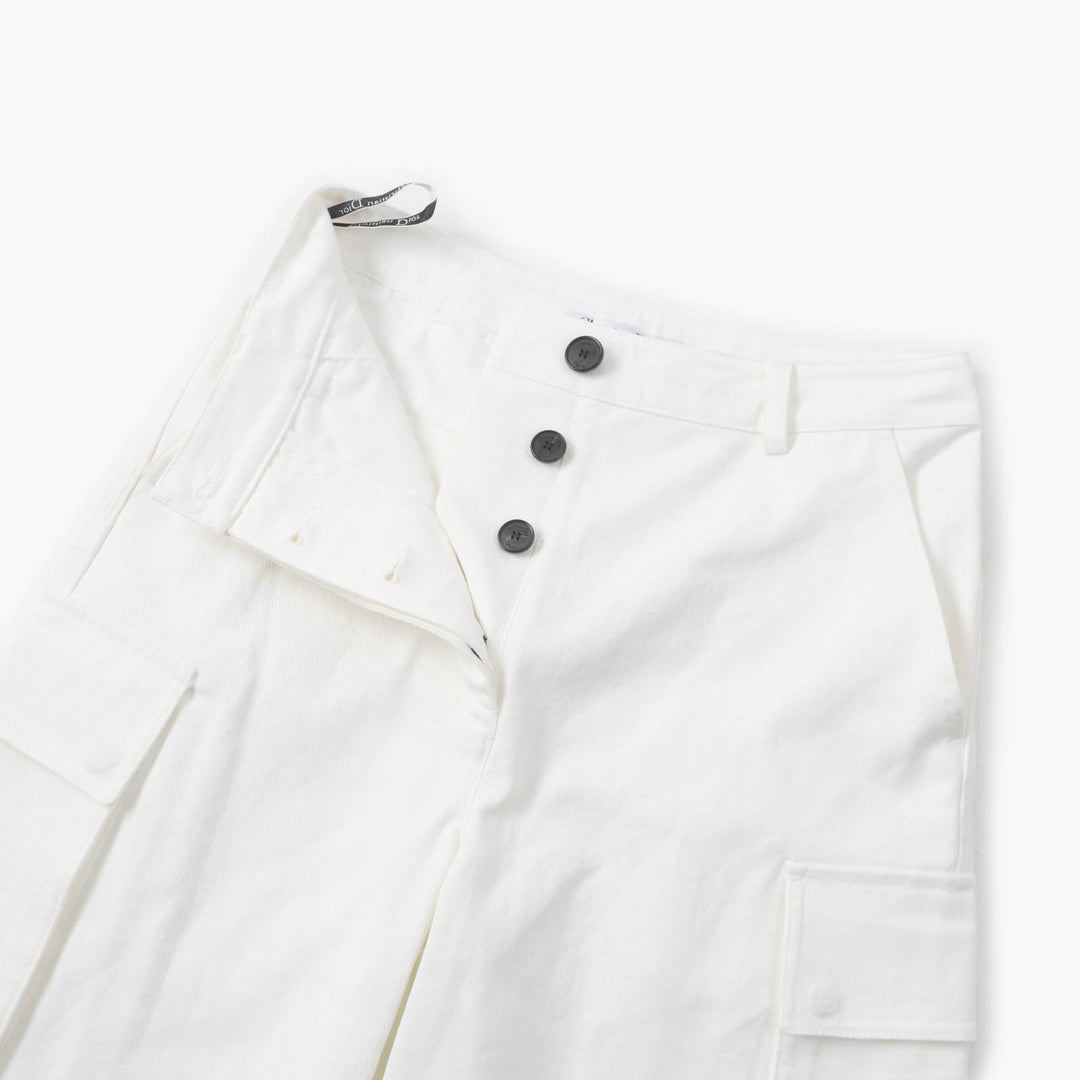 Pristine Christian Dior cargo pants Denim with logo buttons white Women 40