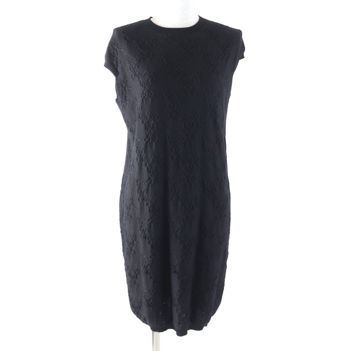 Great HERMES one piece Crew Neck French Sleeve black cashmere Women 34