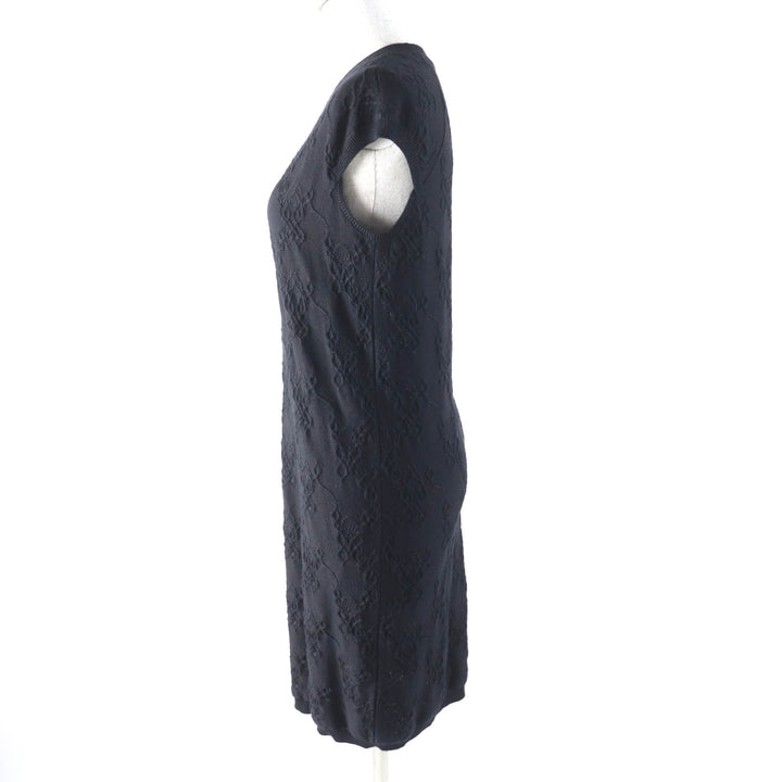 Great HERMES one piece Crew Neck French Sleeve black cashmere Women 34