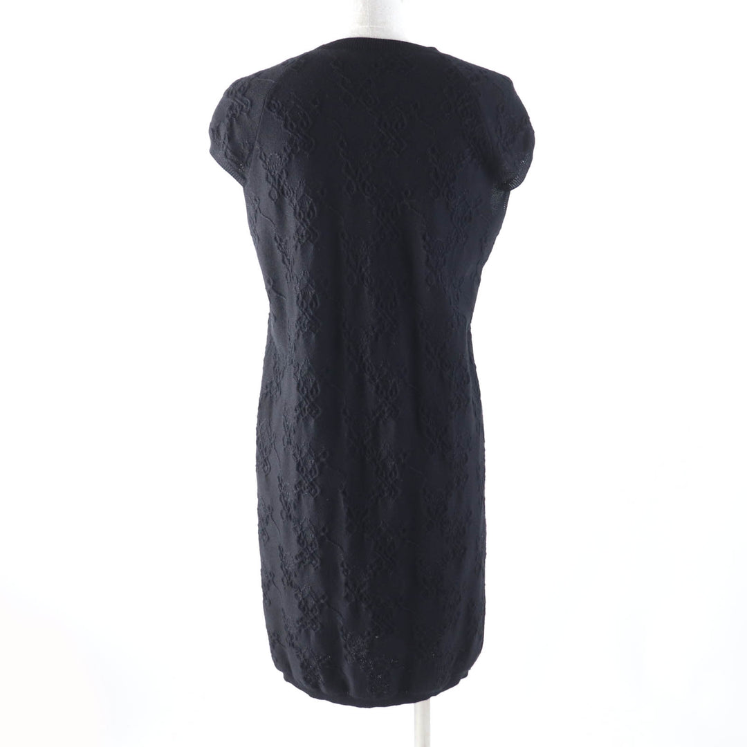 Great HERMES one piece Crew Neck French Sleeve black cashmere Women 34