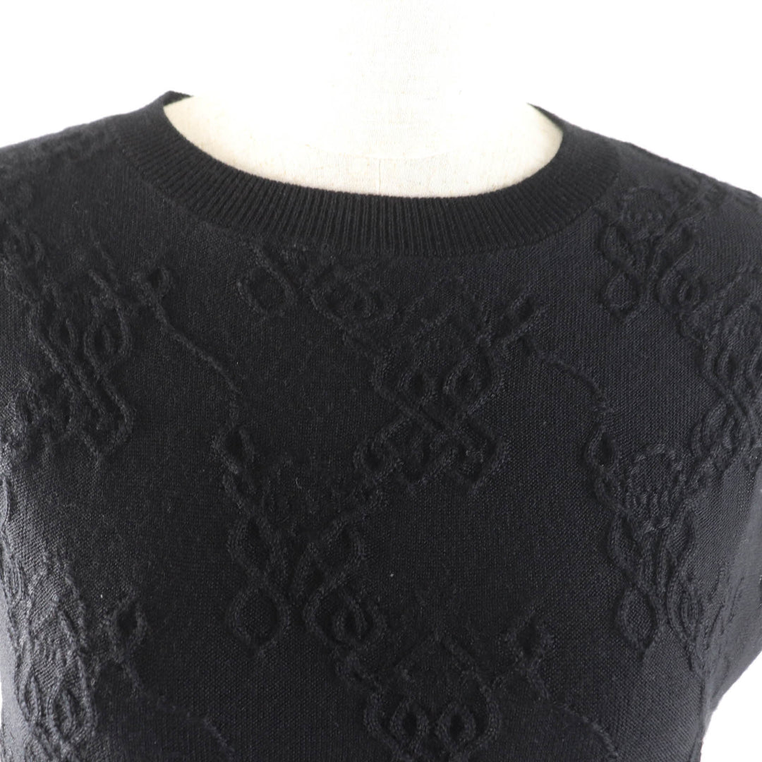 Great HERMES one piece Crew Neck French Sleeve black cashmere Women 34