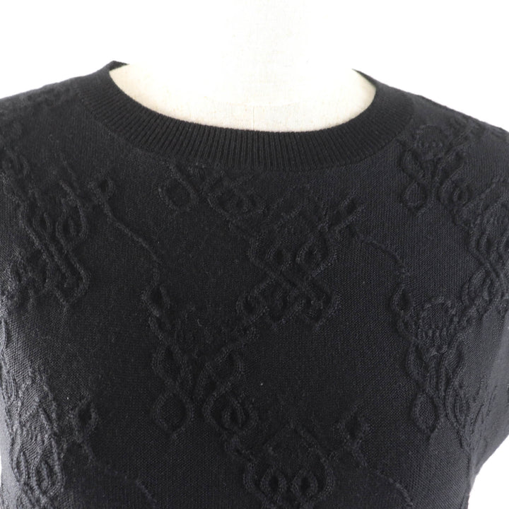 Great HERMES one piece Crew Neck French Sleeve black cashmere Women 34