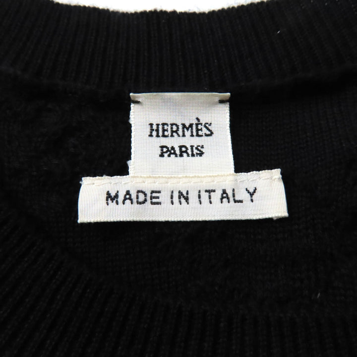 Great HERMES one piece Crew Neck French Sleeve black cashmere Women 34