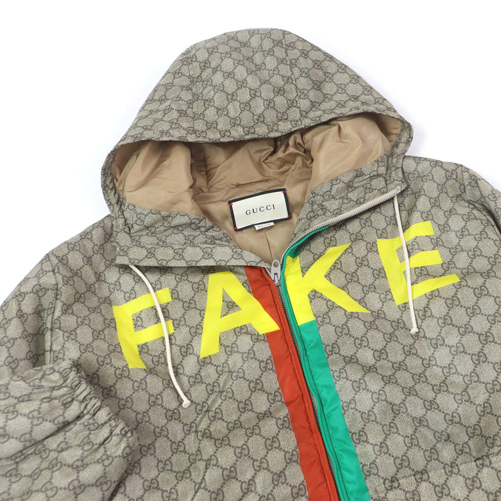 Excellent GUCCI Nylon jacket FAKE NOT print web line beige mens 48 636391