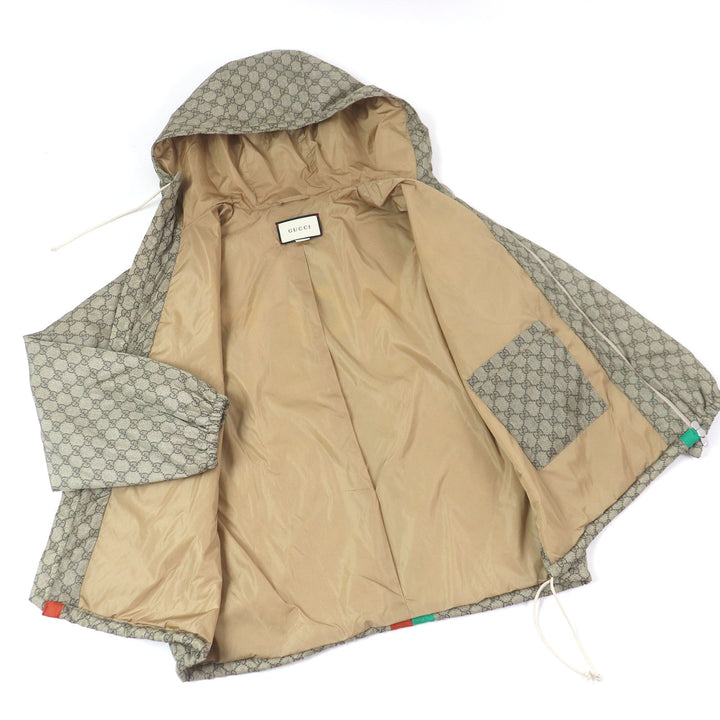 Excellent GUCCI Nylon jacket FAKE NOT print web line beige mens 48 636391