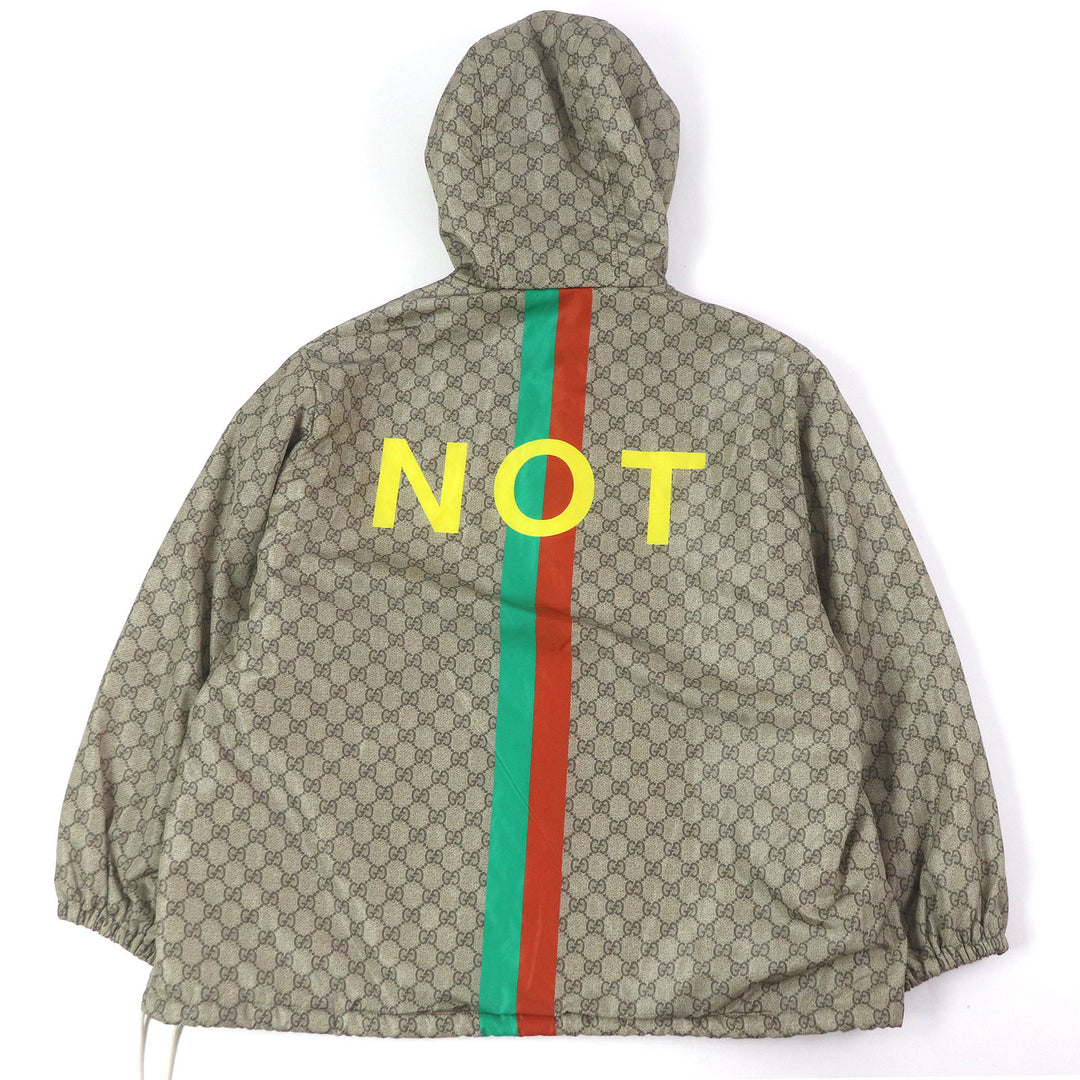 Excellent GUCCI Nylon jacket FAKE NOT print web line beige mens 48 636391