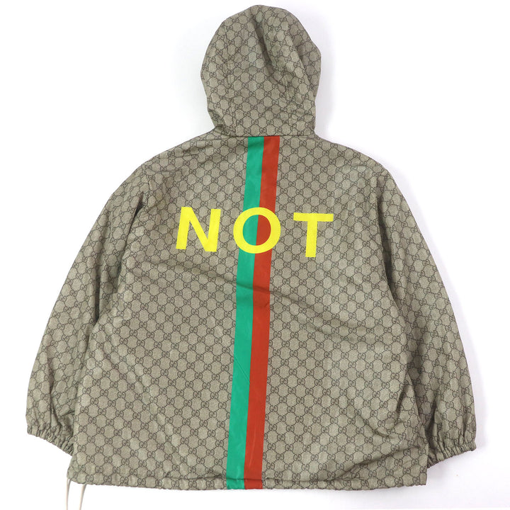 Excellent GUCCI Nylon jacket FAKE NOT print web line beige mens 48 636391