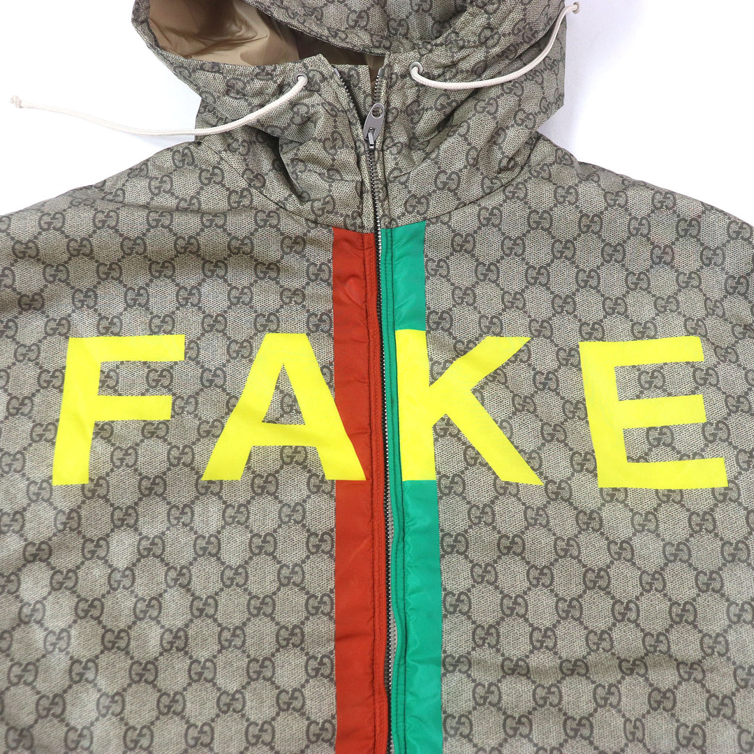 Excellent GUCCI Nylon jacket FAKE NOT print web line beige mens 48 636391