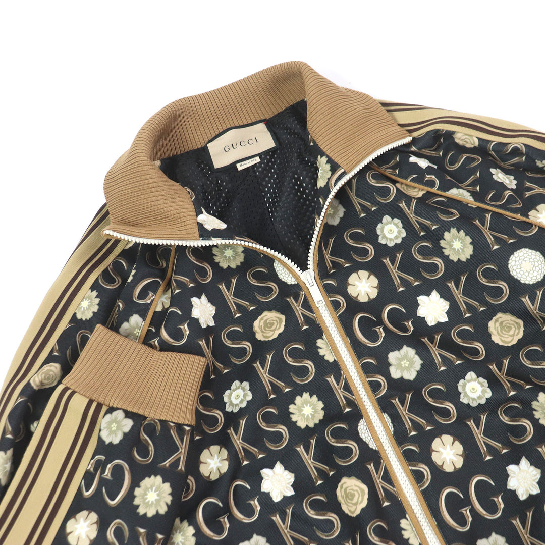 Pristine GUCCI Ken Scott Track jacket All-over logo jersey black polyester mens L 645217