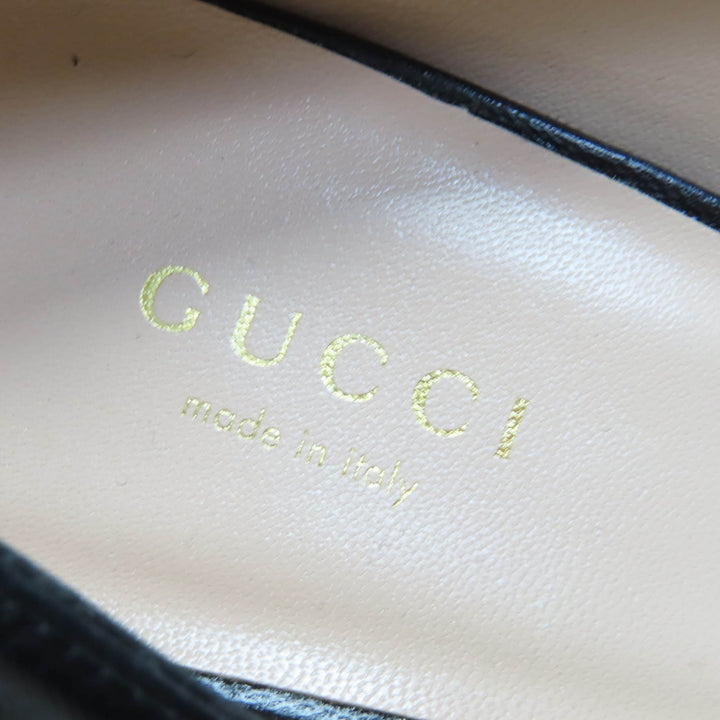 Pristine GUCCI pumps Belt design, almond toe, thick sole black leather Women