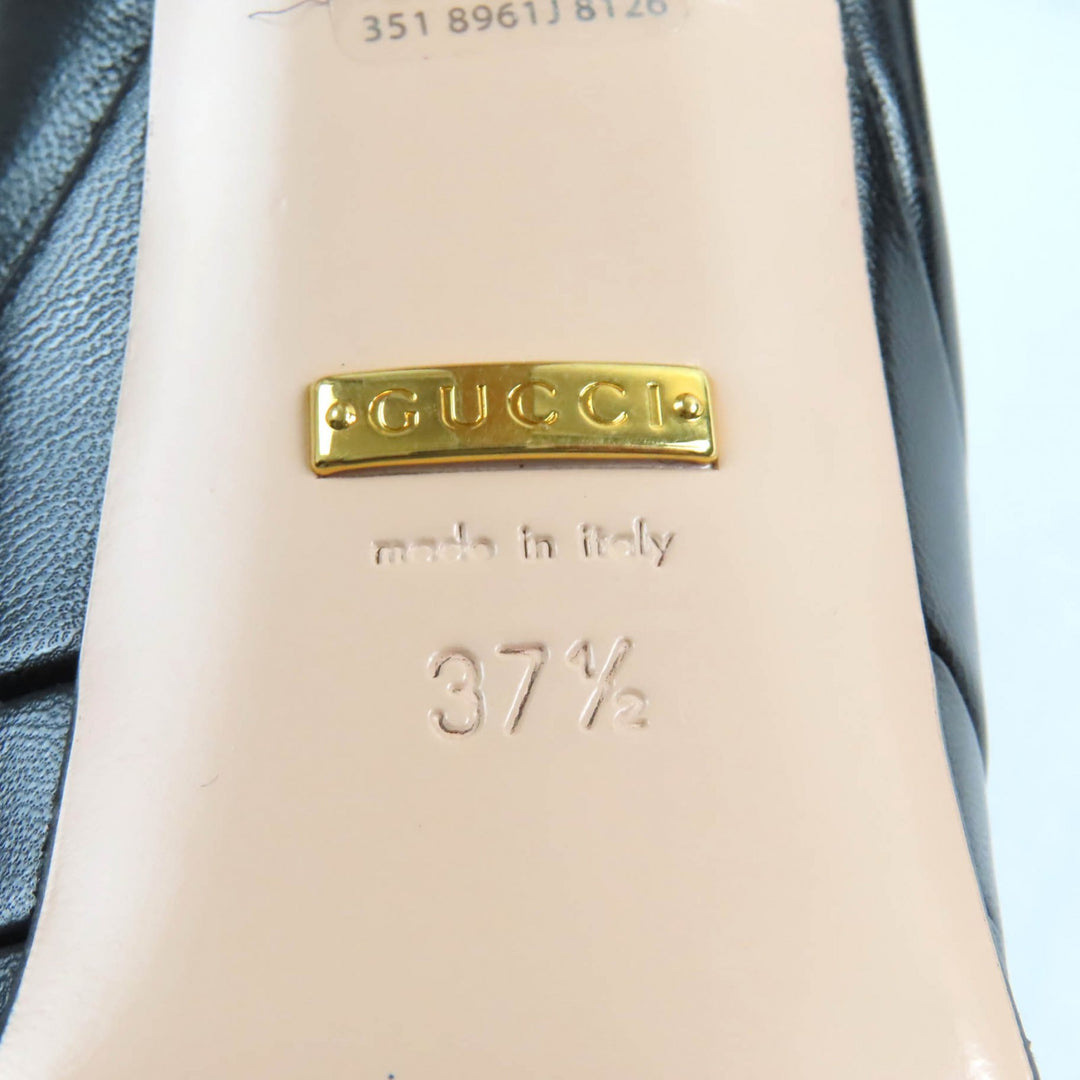 Pristine GUCCI pumps Belt design, almond toe, thick sole black leather Women