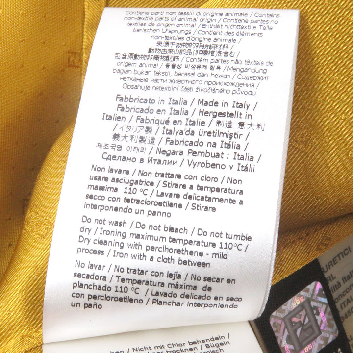 Excellent FENDI Long sleeve shirt All-over logo Zucca fly front yellow silk mens 38 FS0808