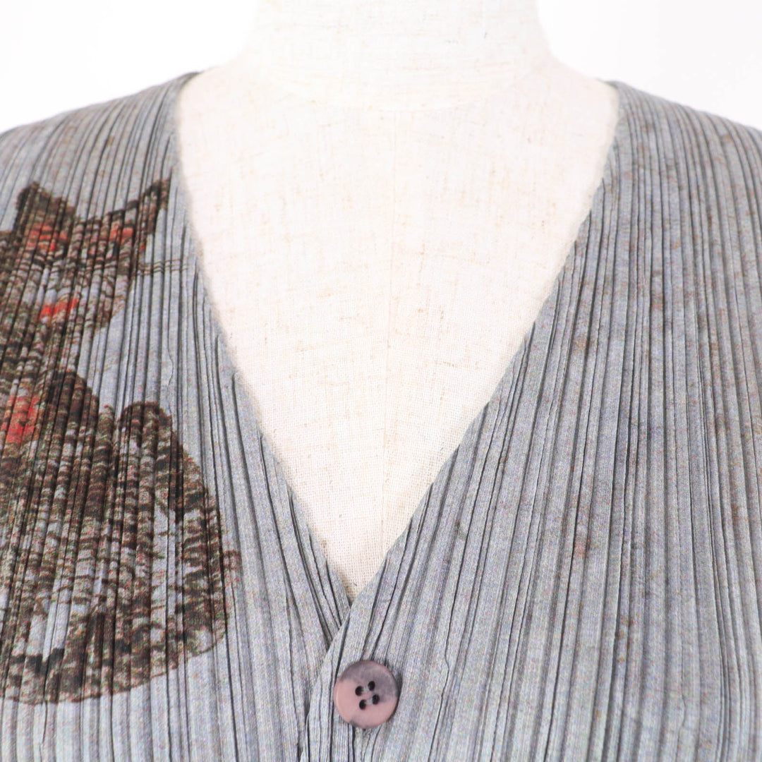 Excellent PLEATS PLEASE Best Folk Painting Tiger Animal Pattern Gray Women 4