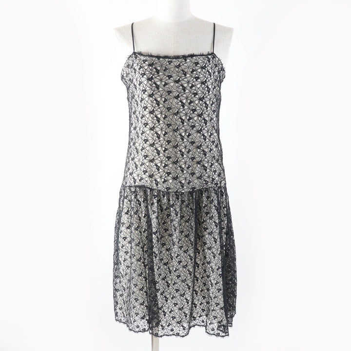 Great CHANEL one piece COCO MarkMetal lace knee-length cami black Women 36