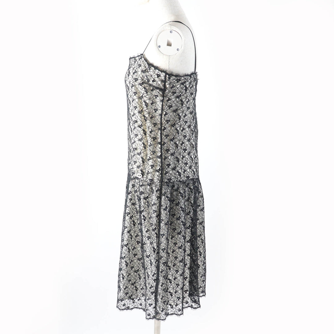 Great CHANEL one piece COCO MarkMetal lace knee-length cami black Women 36