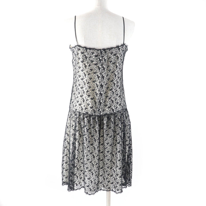 Great CHANEL one piece COCO MarkMetal lace knee-length cami black Women 36