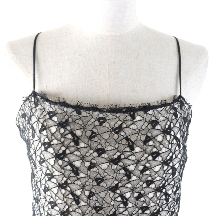 Great CHANEL one piece COCO MarkMetal lace knee-length cami black Women 36
