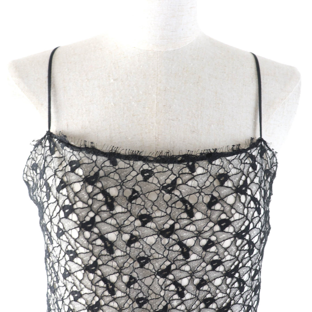 Great CHANEL one piece COCO MarkMetal lace knee-length cami black Women 36