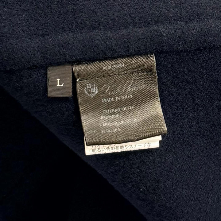 Great Loro Piana coat Belted, concealed placket, collarless Navy cashmere L