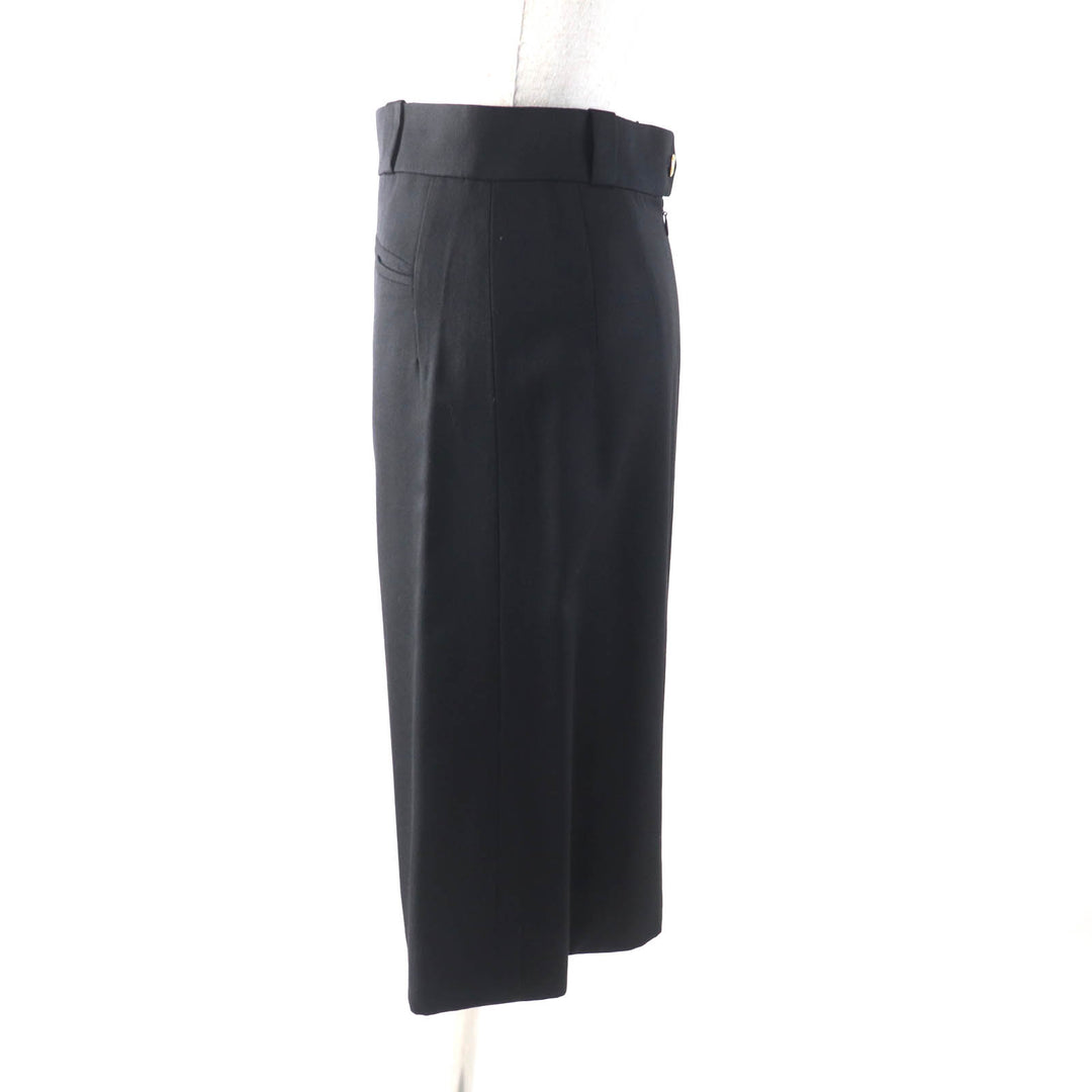 Great CHANEL BOUTIQUE Tight Skirt 90S COCO Mark button black wool Women 34