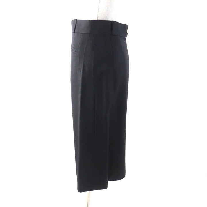 Great CHANEL BOUTIQUE Tight Skirt 90S COCO Mark button black wool Women 34