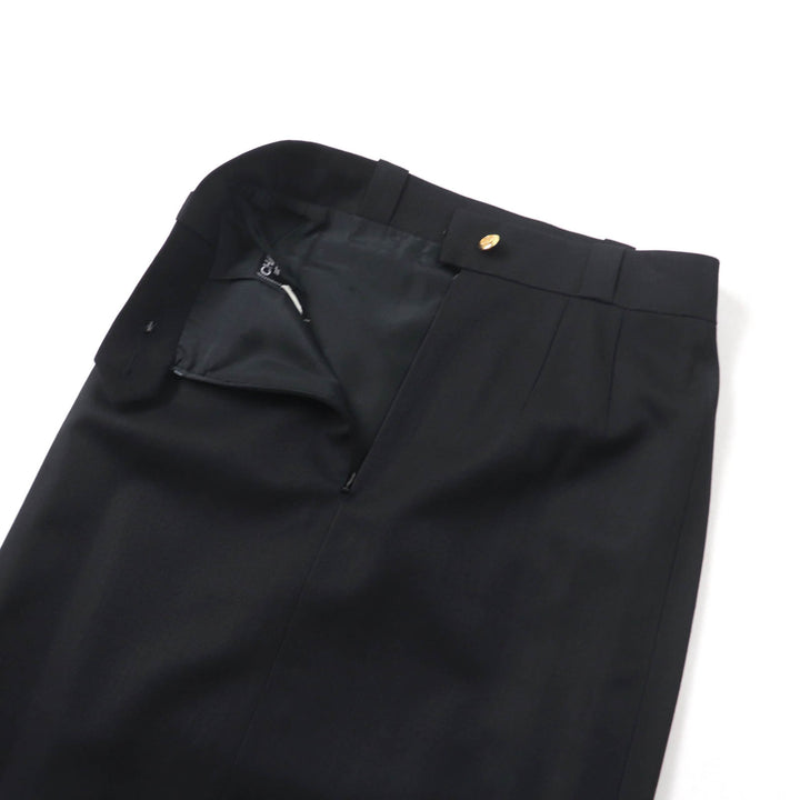 Great CHANEL BOUTIQUE Tight Skirt 90S COCO Mark button black wool Women 34